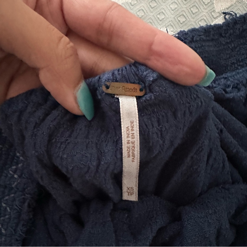 Free People Navy Blue Off Shoulder Tunic Small